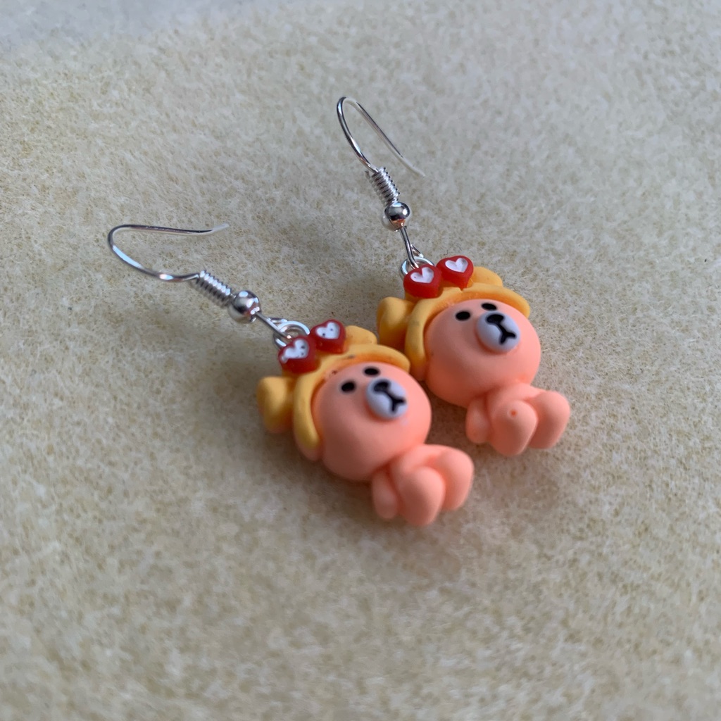 *3 For $20* Orange Bear W Heart Headband Earrings